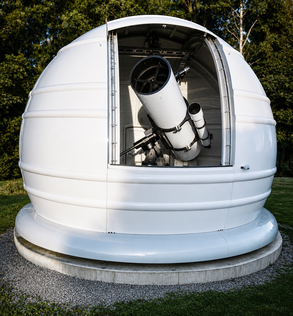 The Omega Observatory dome with its shutter open
